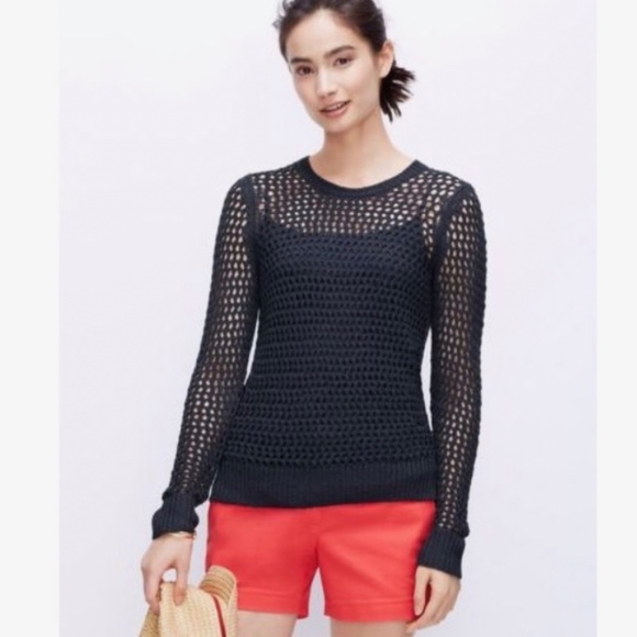 Ann Taylor Tops - Ann Taylor Navy Open Stitch Sweater